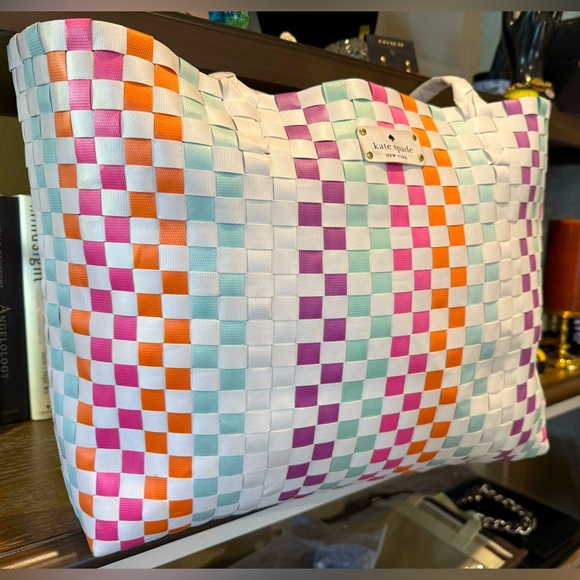 Kate Spade New York Multicolored Woven Limited Edition Tote EUC Approx. 17”x13” - Picture 11 of 15
